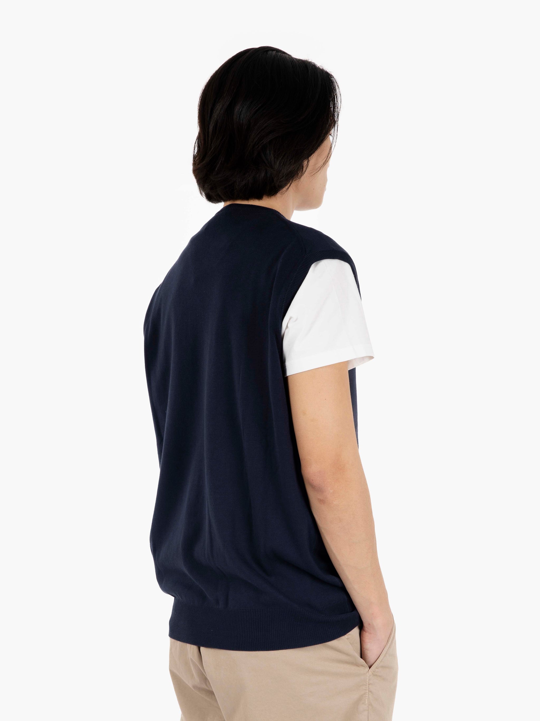 Gilet girocollo in cotone navy