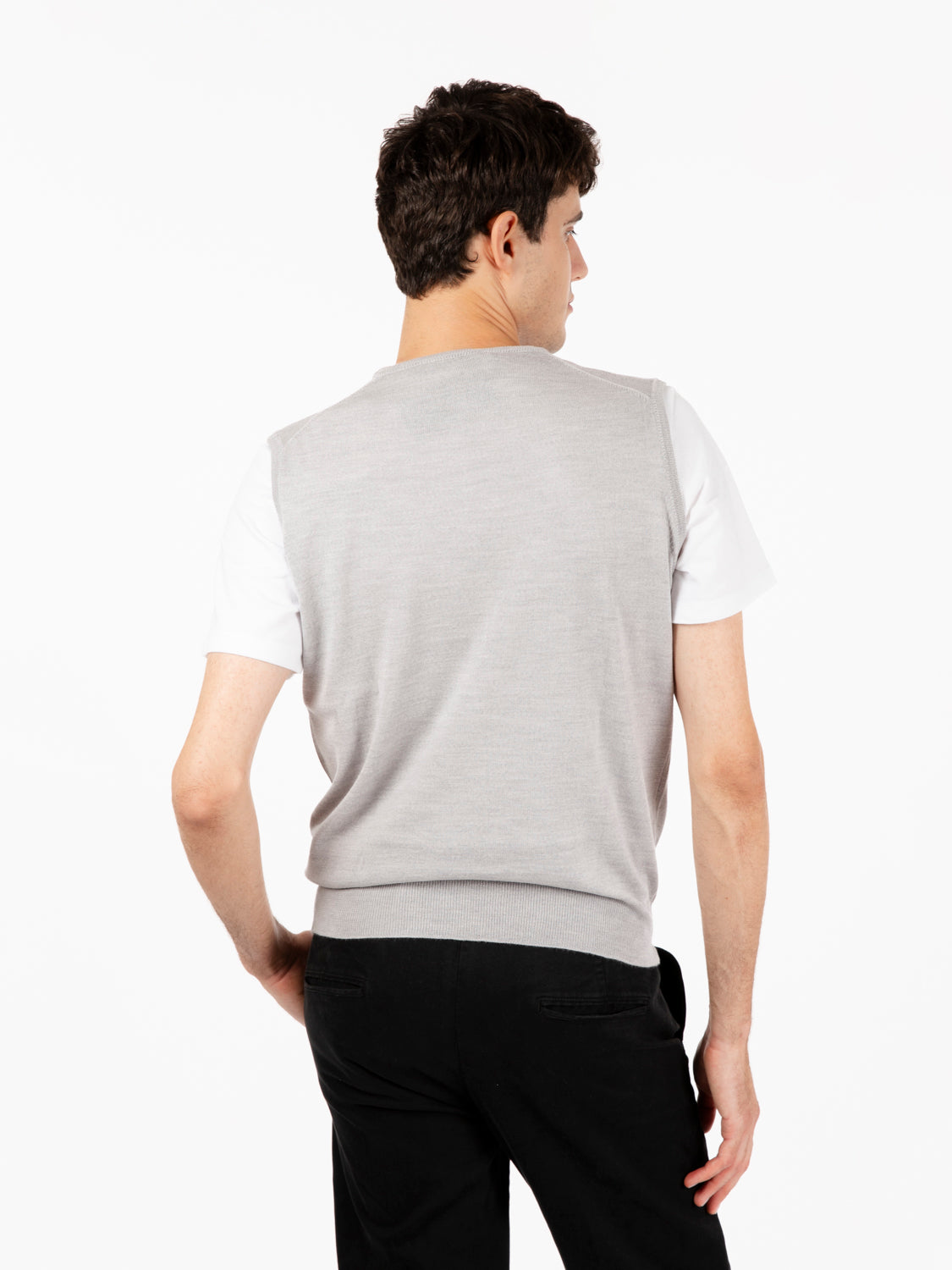Gilet girocollo in lana grigio