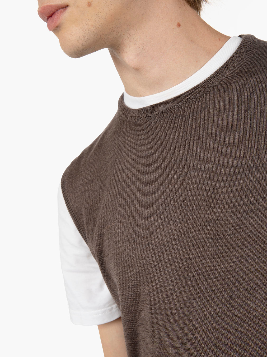 Gilet in maglia castagna