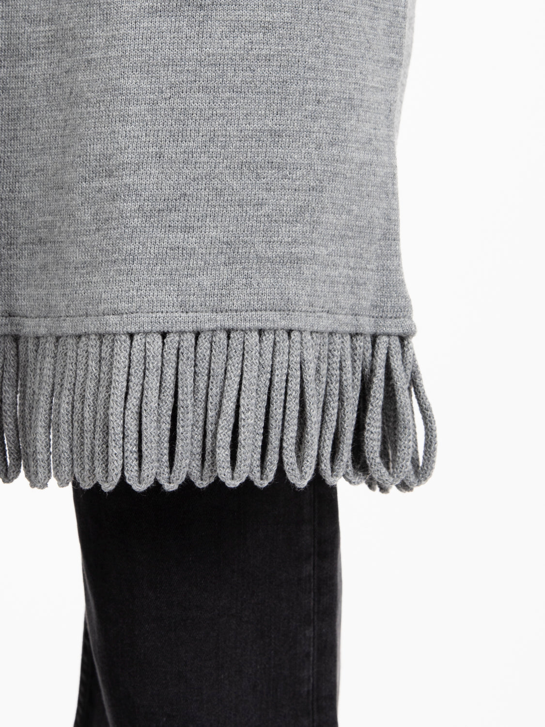 Light grey fringed knitted vest