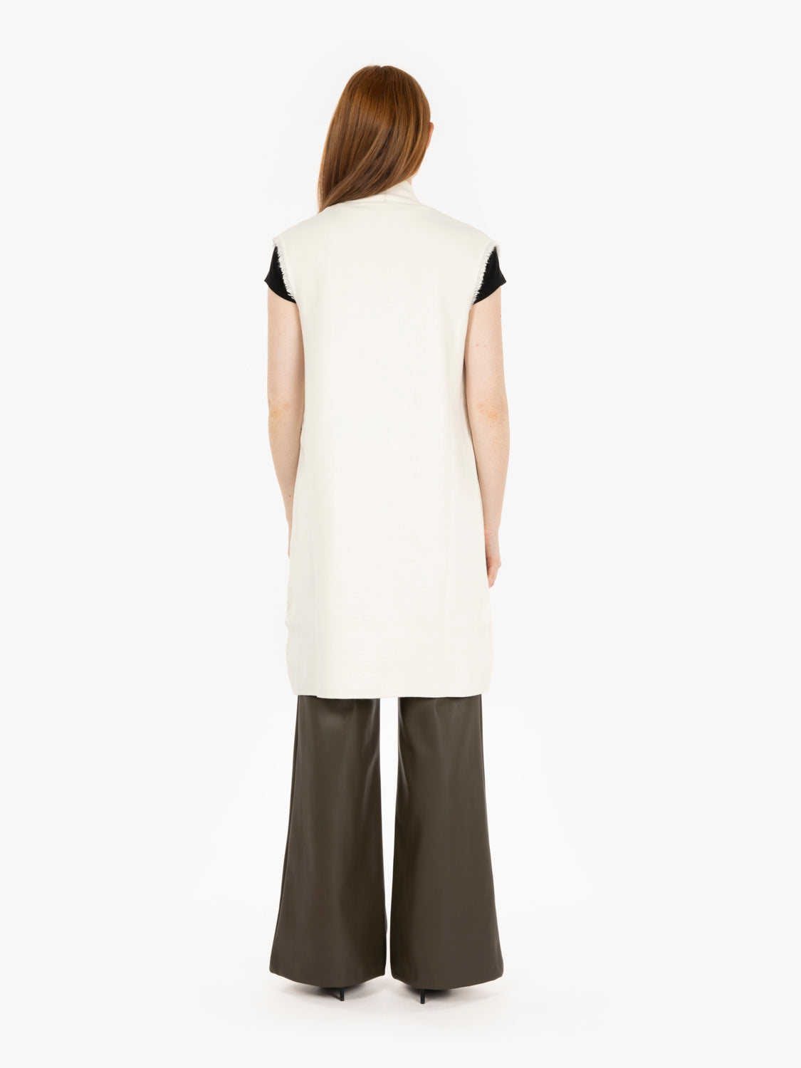 Gilet lungo con tasche bianco