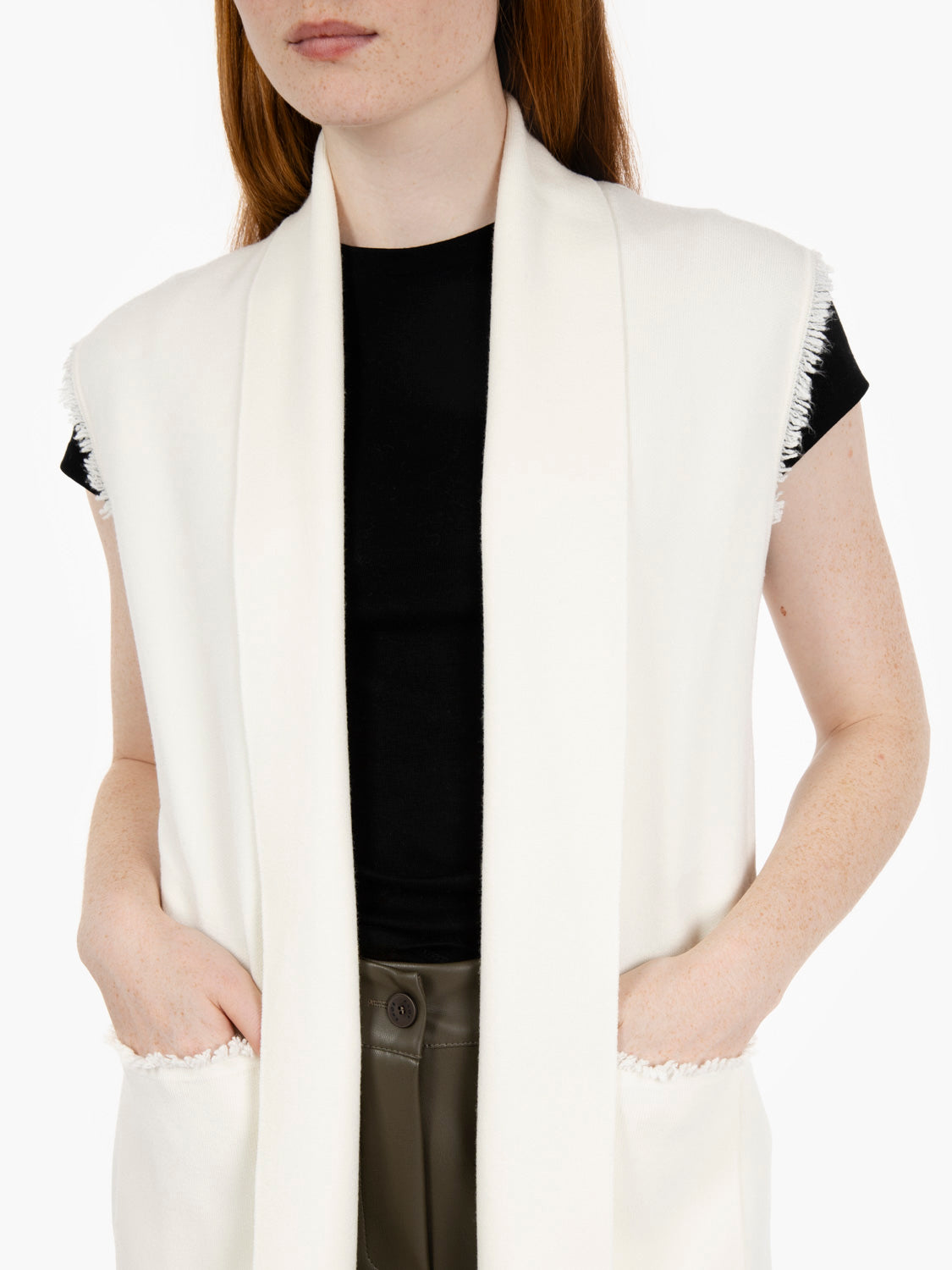 Gilet lungo con tasche bianco