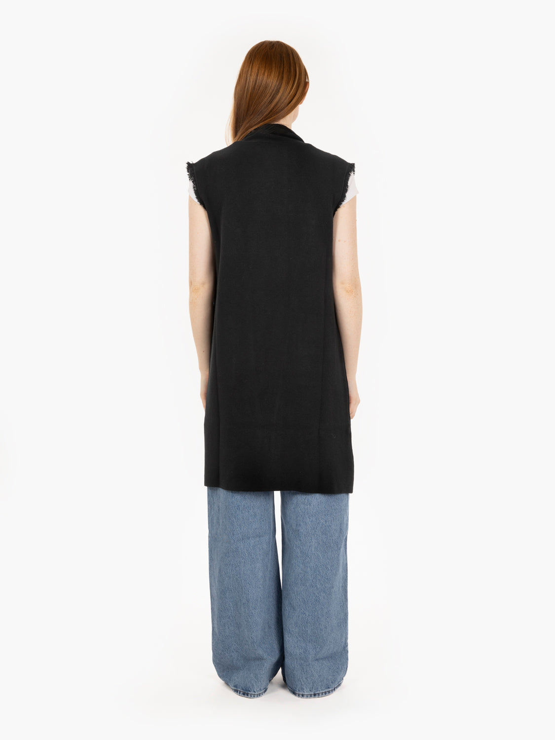 Gilet lungo con tasche nero