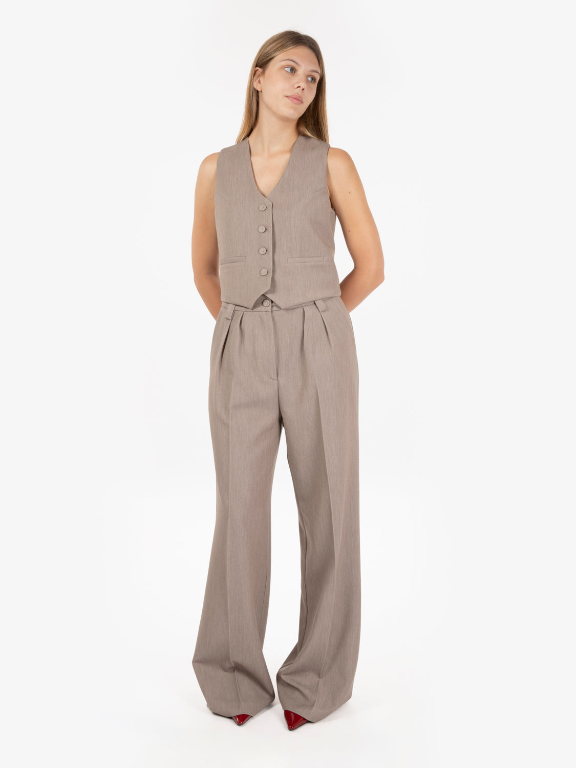 Gilet monopetto beige