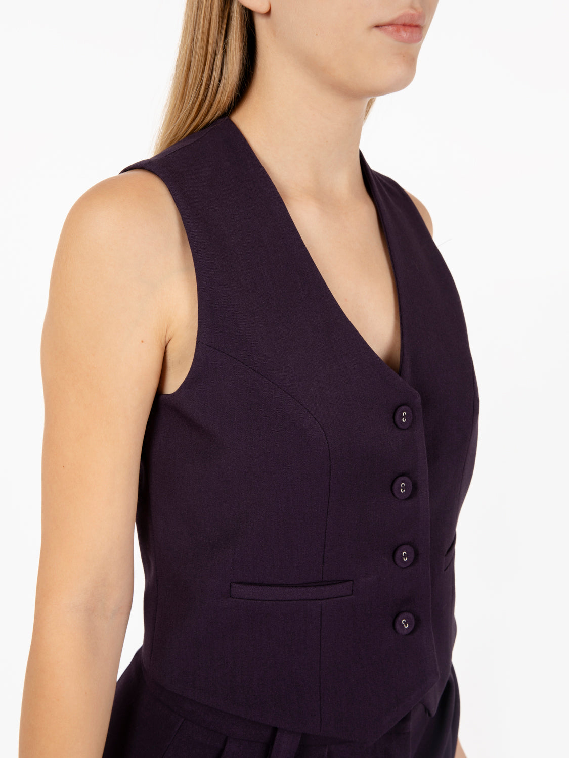 Gilet monopetto melanzana