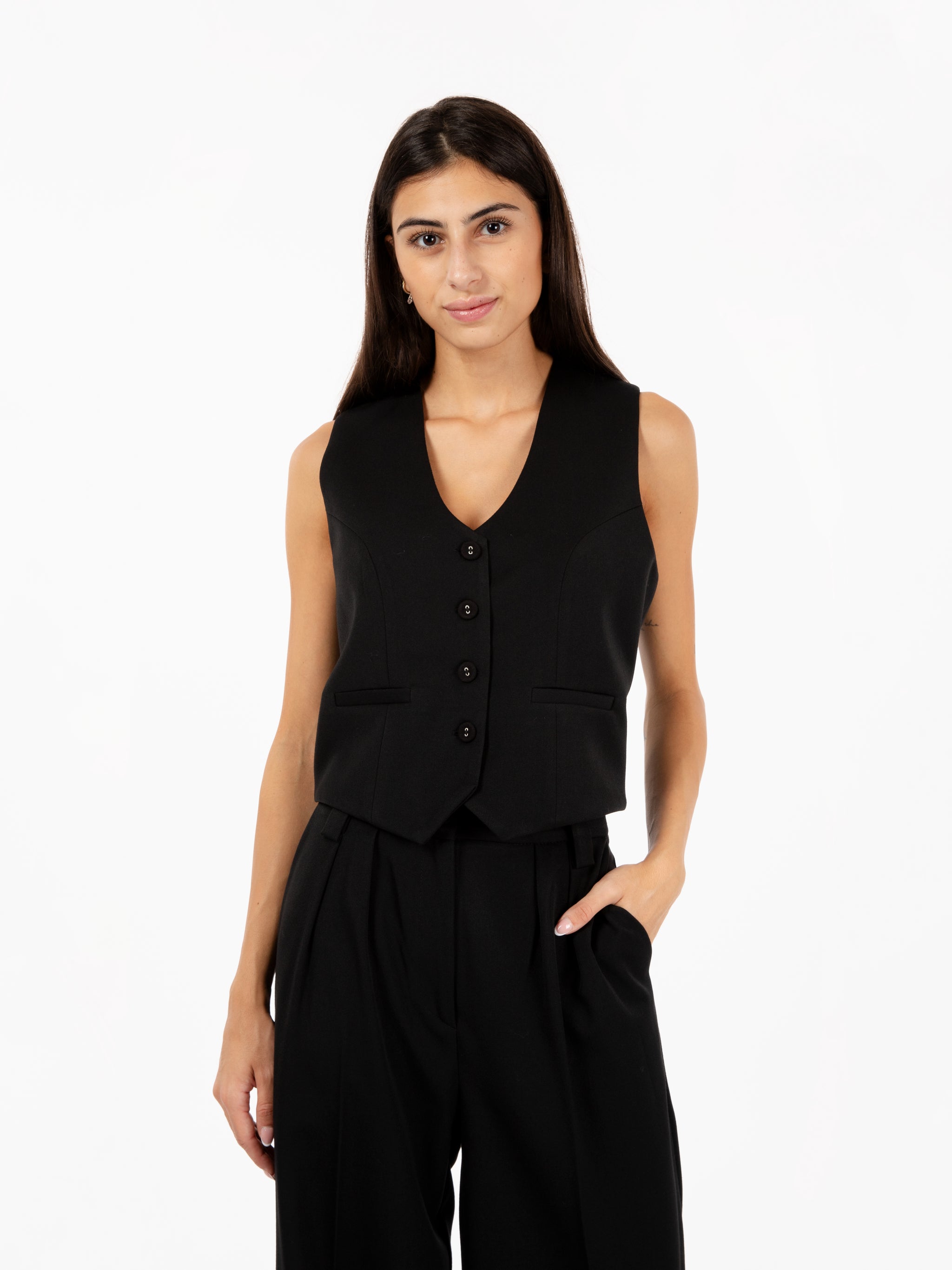 Gilet monopetto nero
