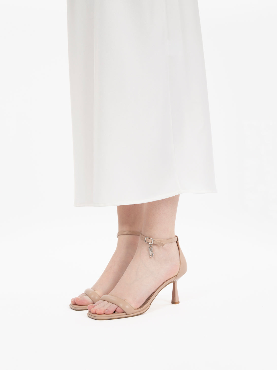 White satin midi skirt