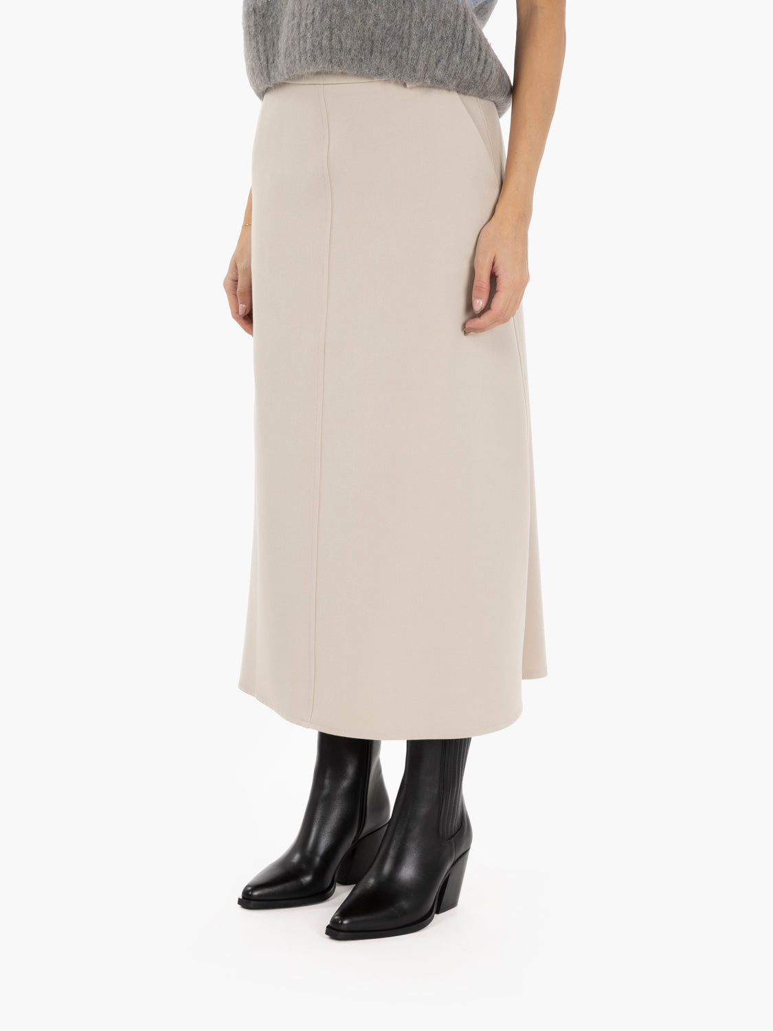 Sabrina beige flared midi skirt