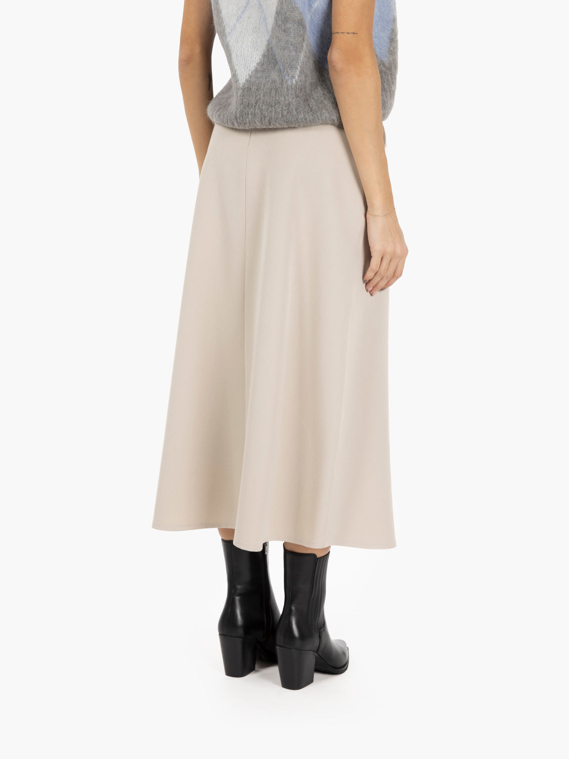 Sabrina beige flared midi skirt