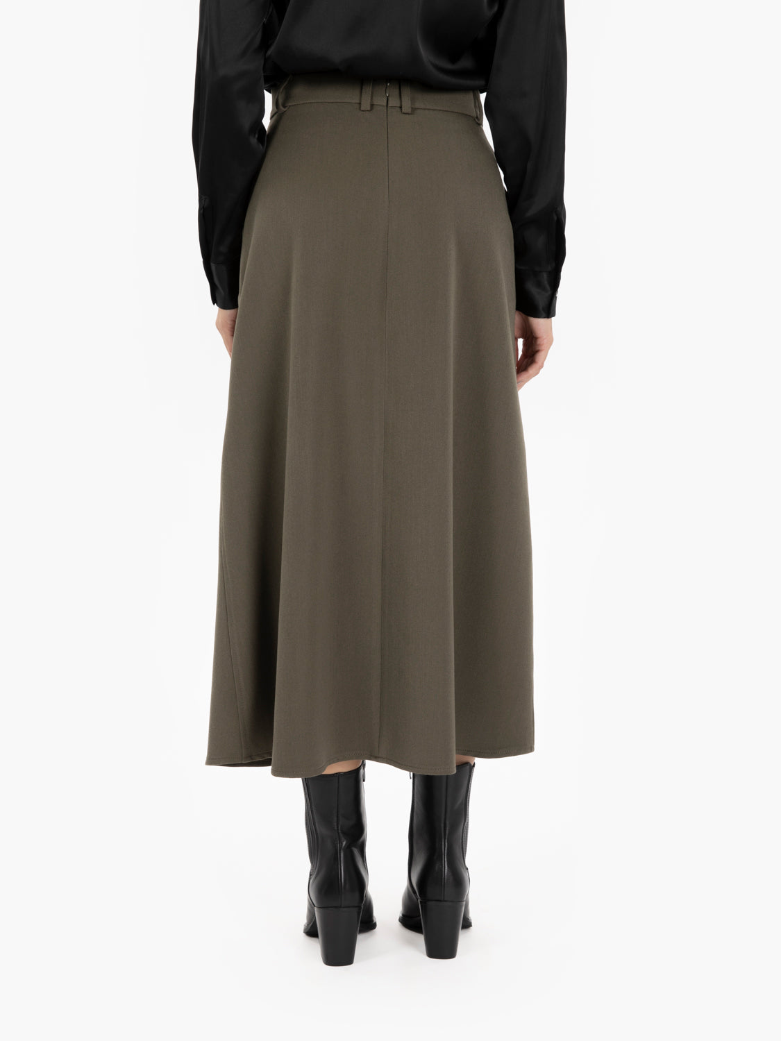 Sabrina green flared midi skirt