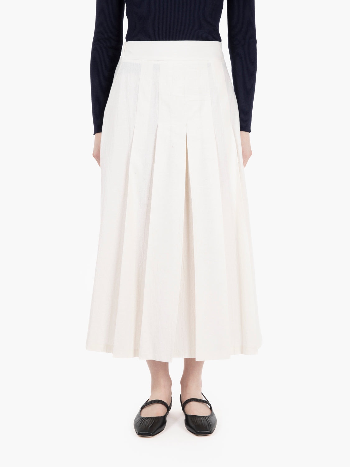 Gonna midi twill cotone bianco
