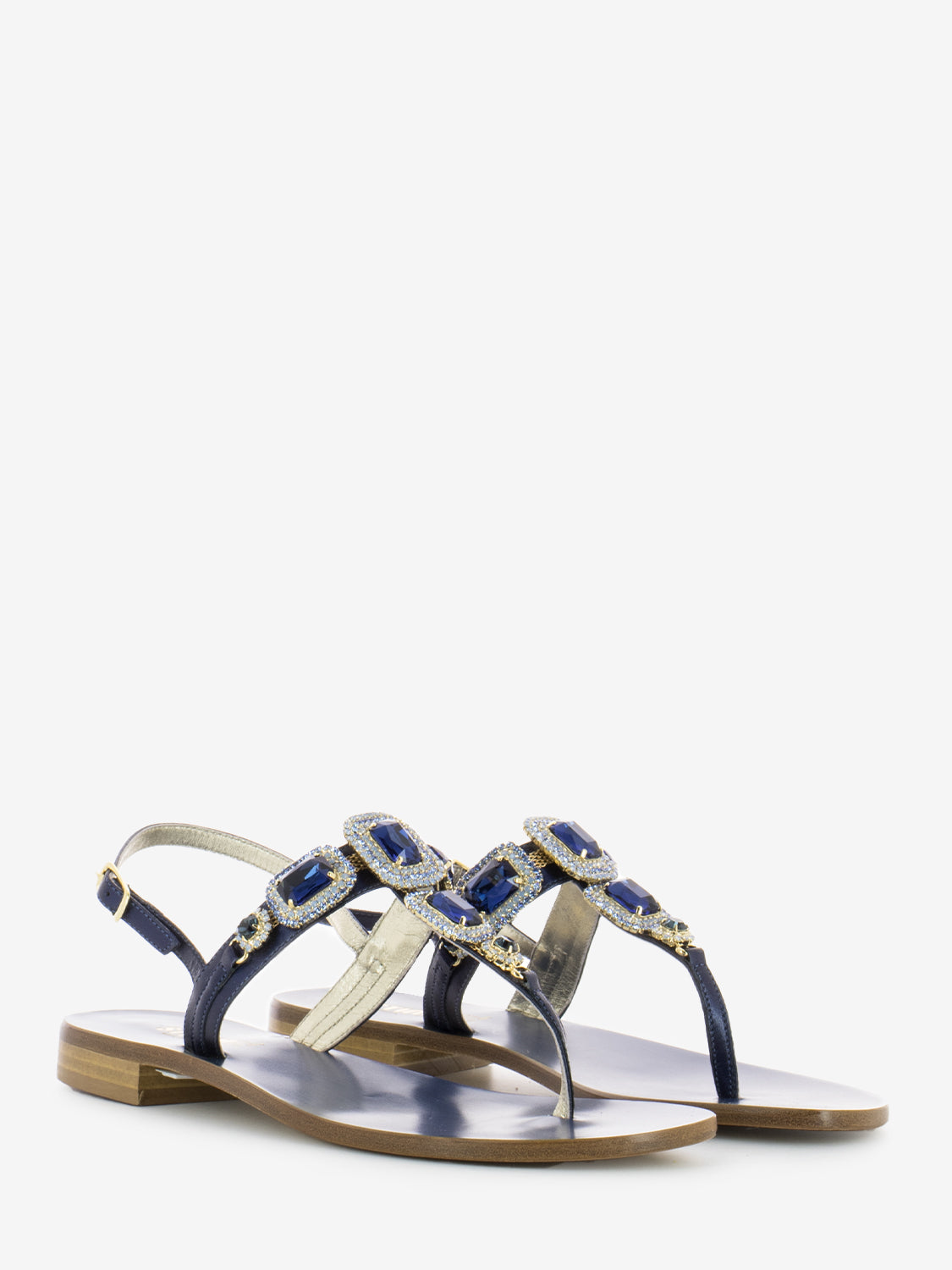 Positano flip flops laminated blue