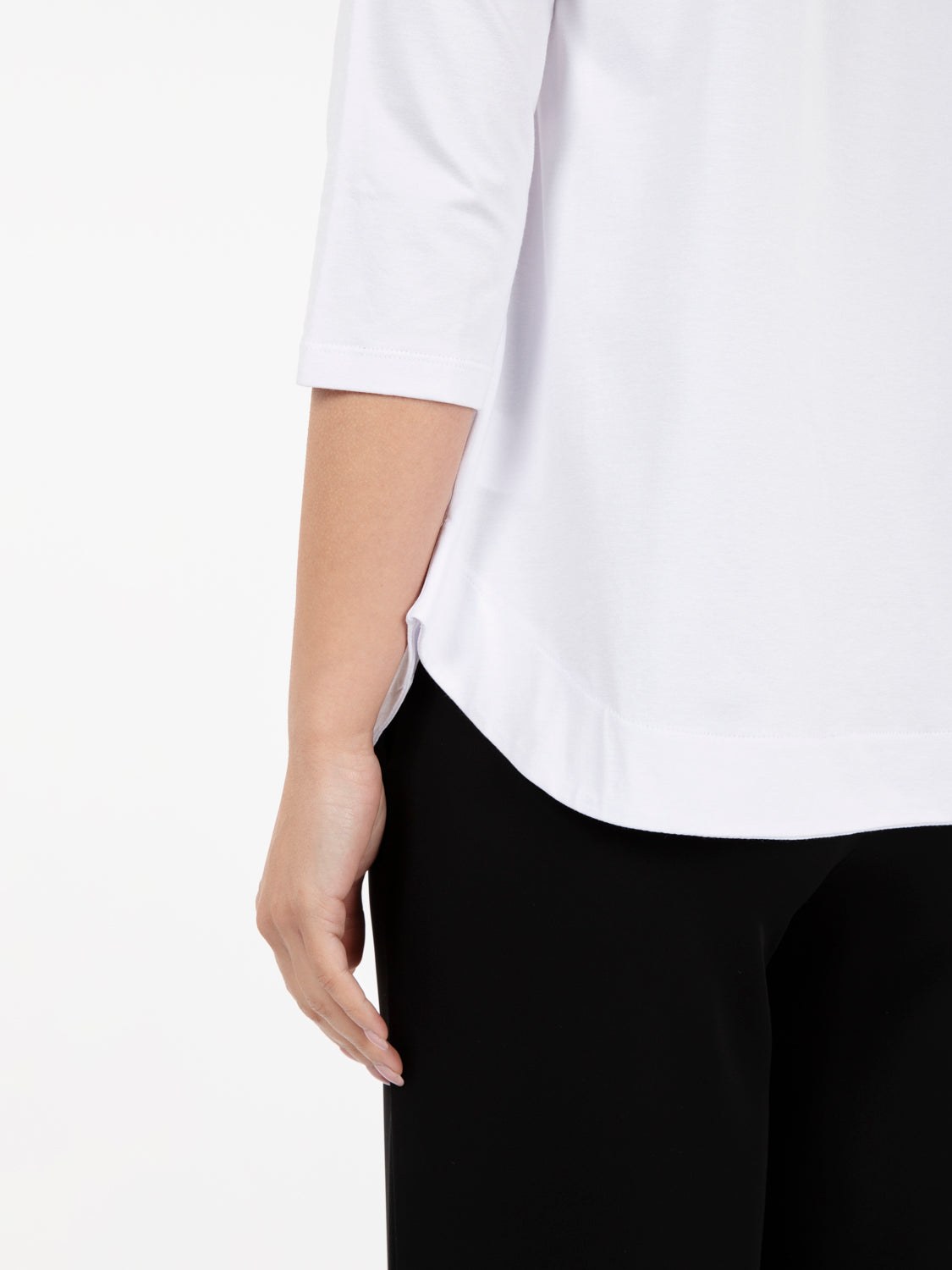 Maglia a 3/4 con scollo a barca bianco