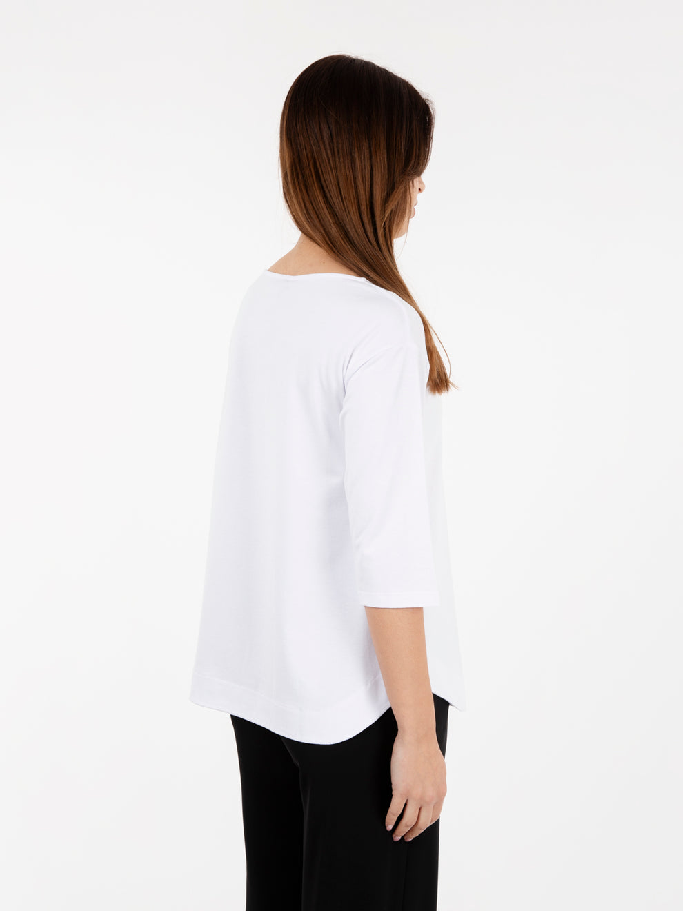 Maglia a 3/4 con scollo a barca bianco