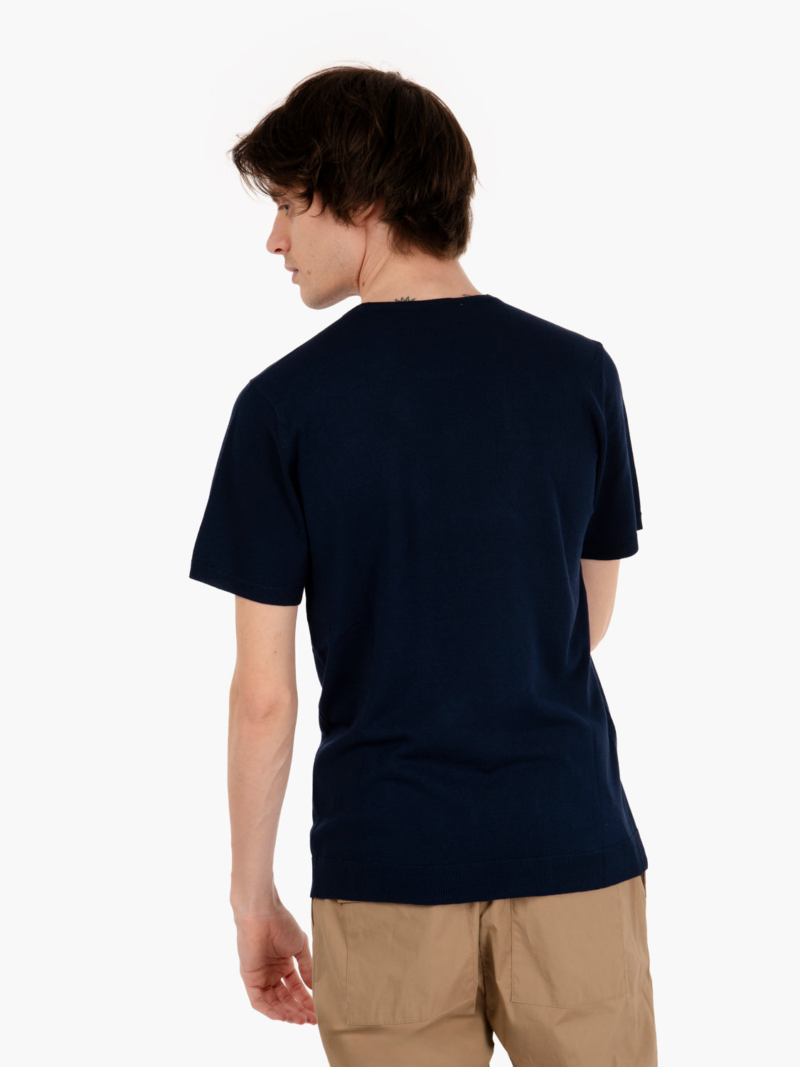 Maglia a girocollo con maniche corte navy