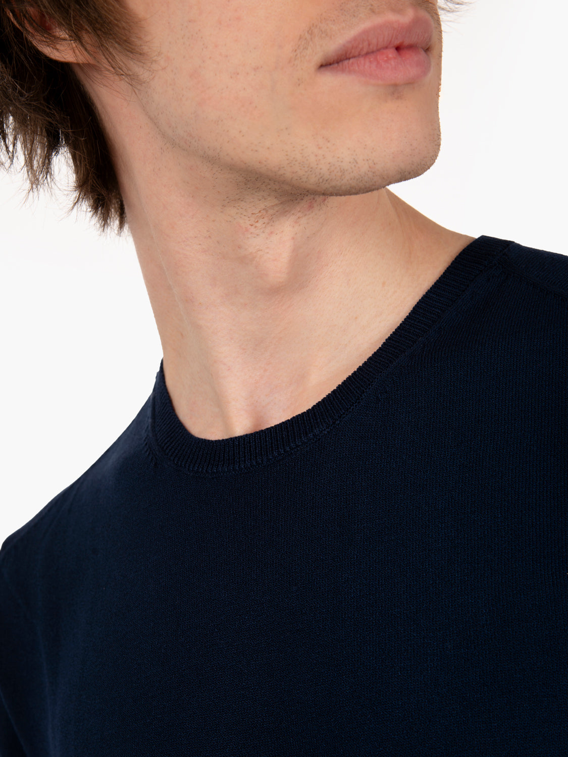 Maglia a girocollo con maniche corte navy