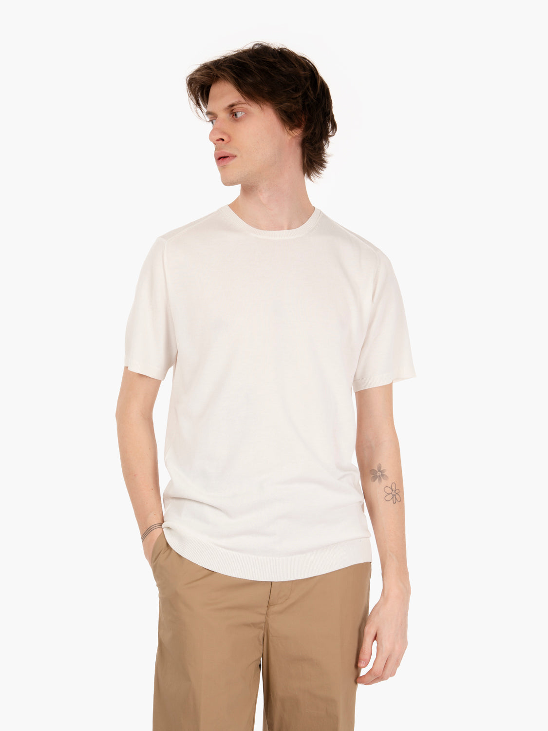Maglia a girocollo con maniche corte bianco