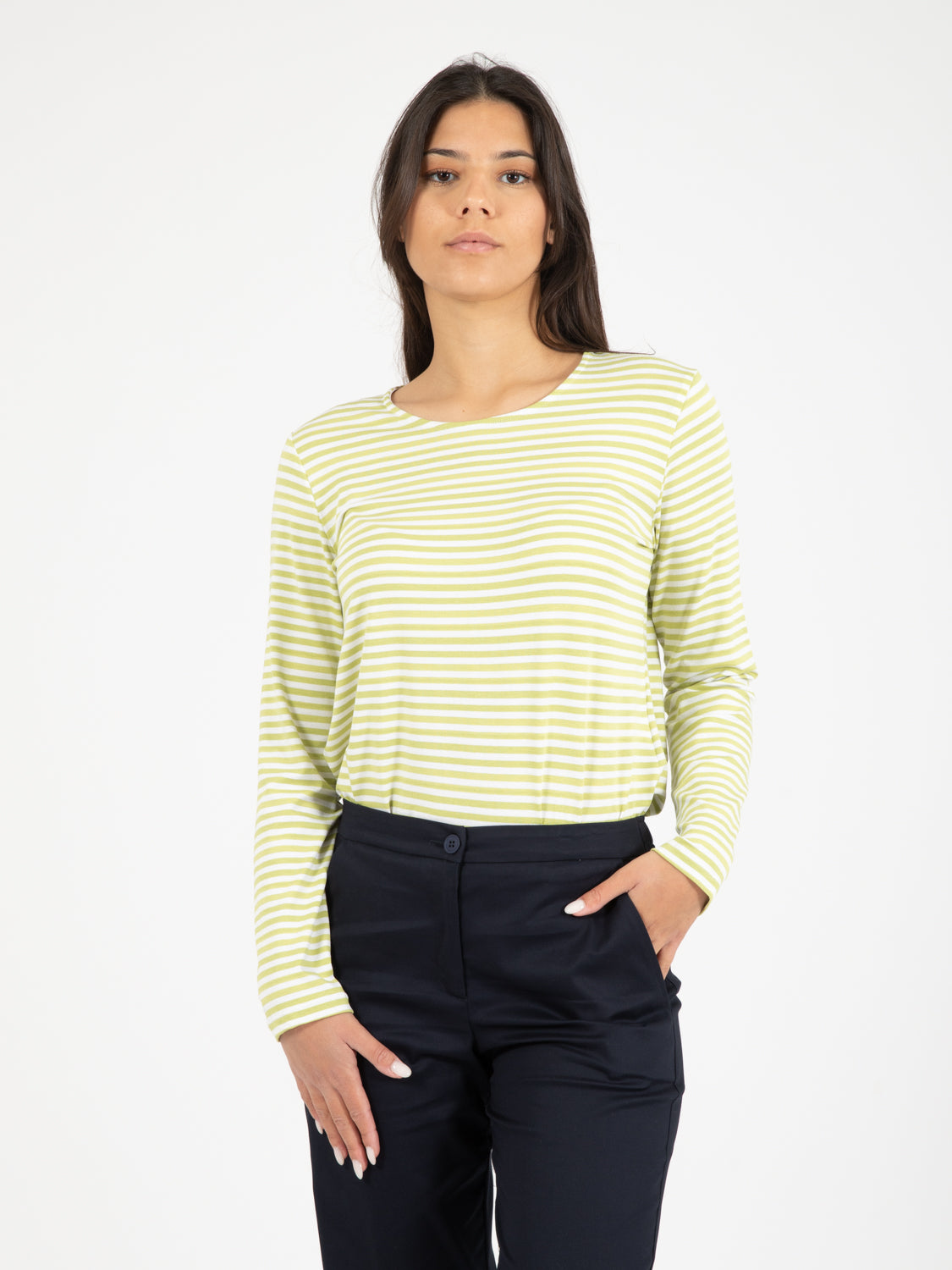 Maglia a righe in viscosa lime