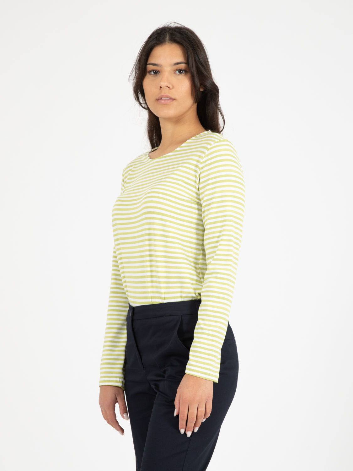 Maglia a righe in viscosa lime