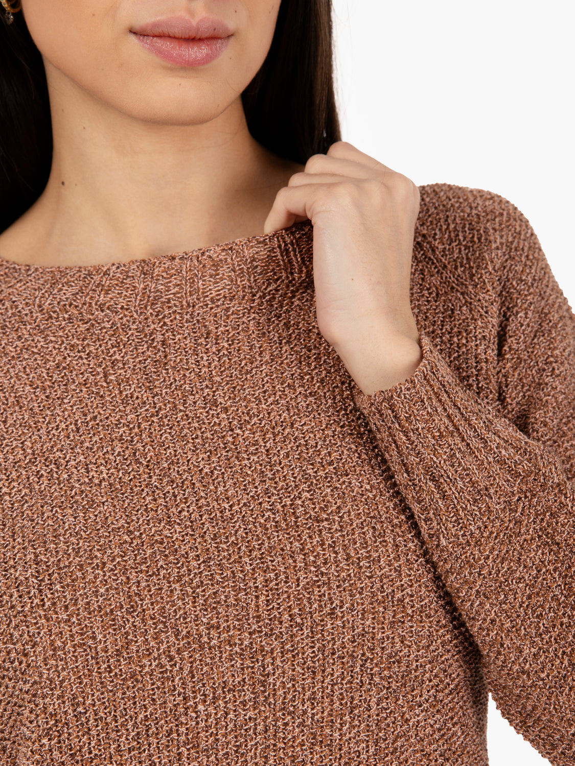 Maglia a trama larga tabacco