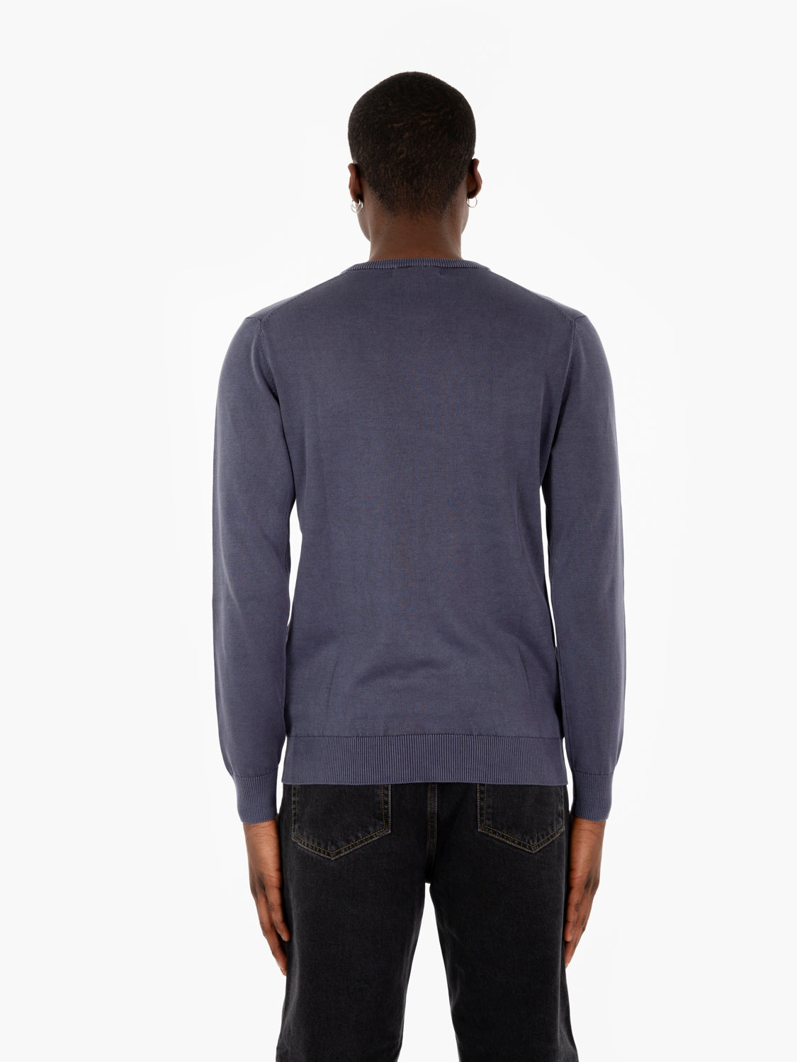Maglia basica girocollo blu denim