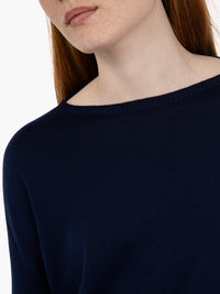 Navy blue boat neck sweater