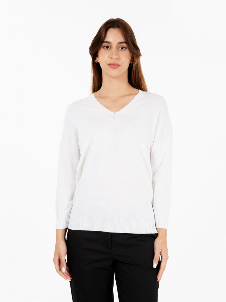 STIMM - Maglia con scollo a V bianco