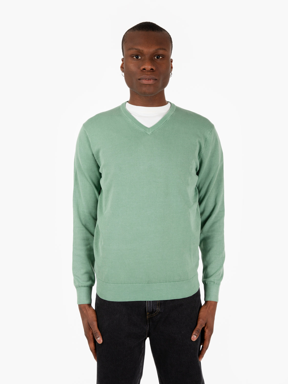 Maglia con scollo a V verde giada