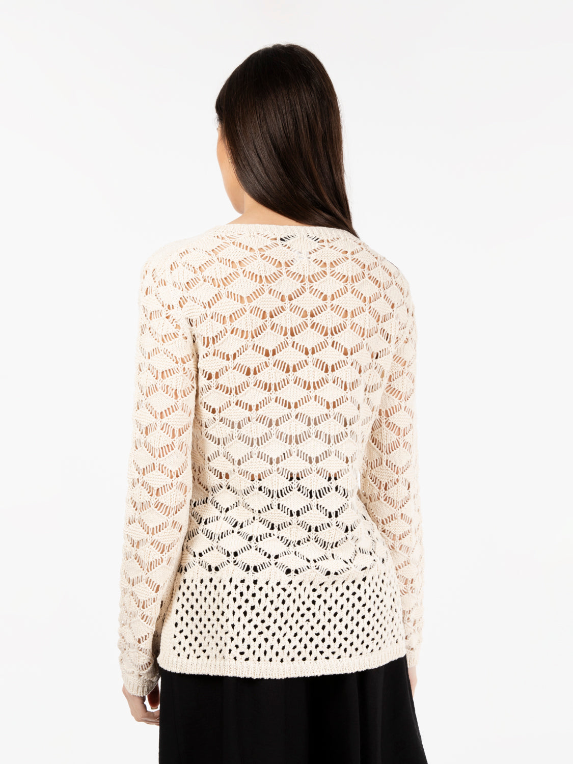 Maglia crochet girocollo stucco