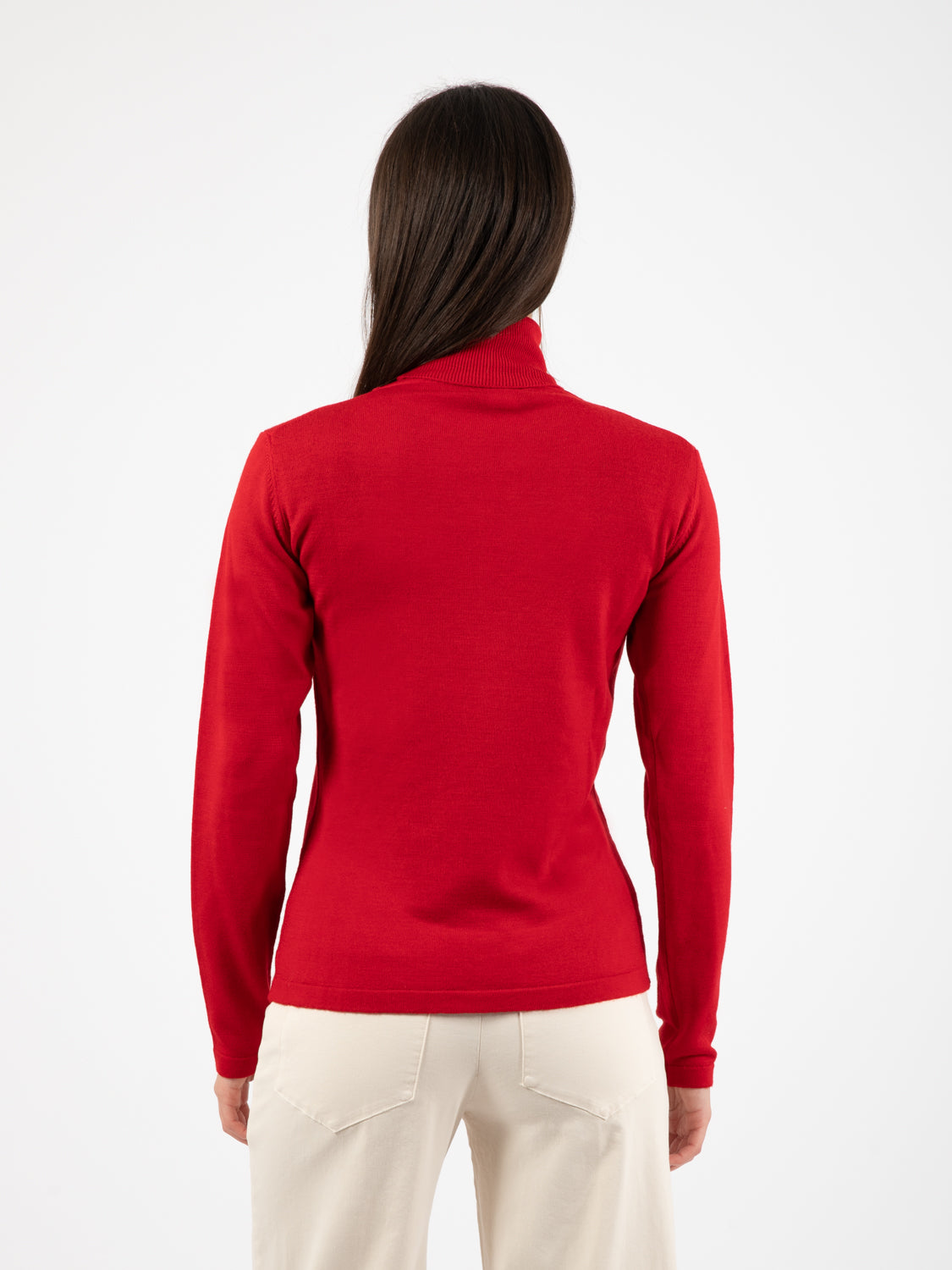 Red wool turtleneck sweater