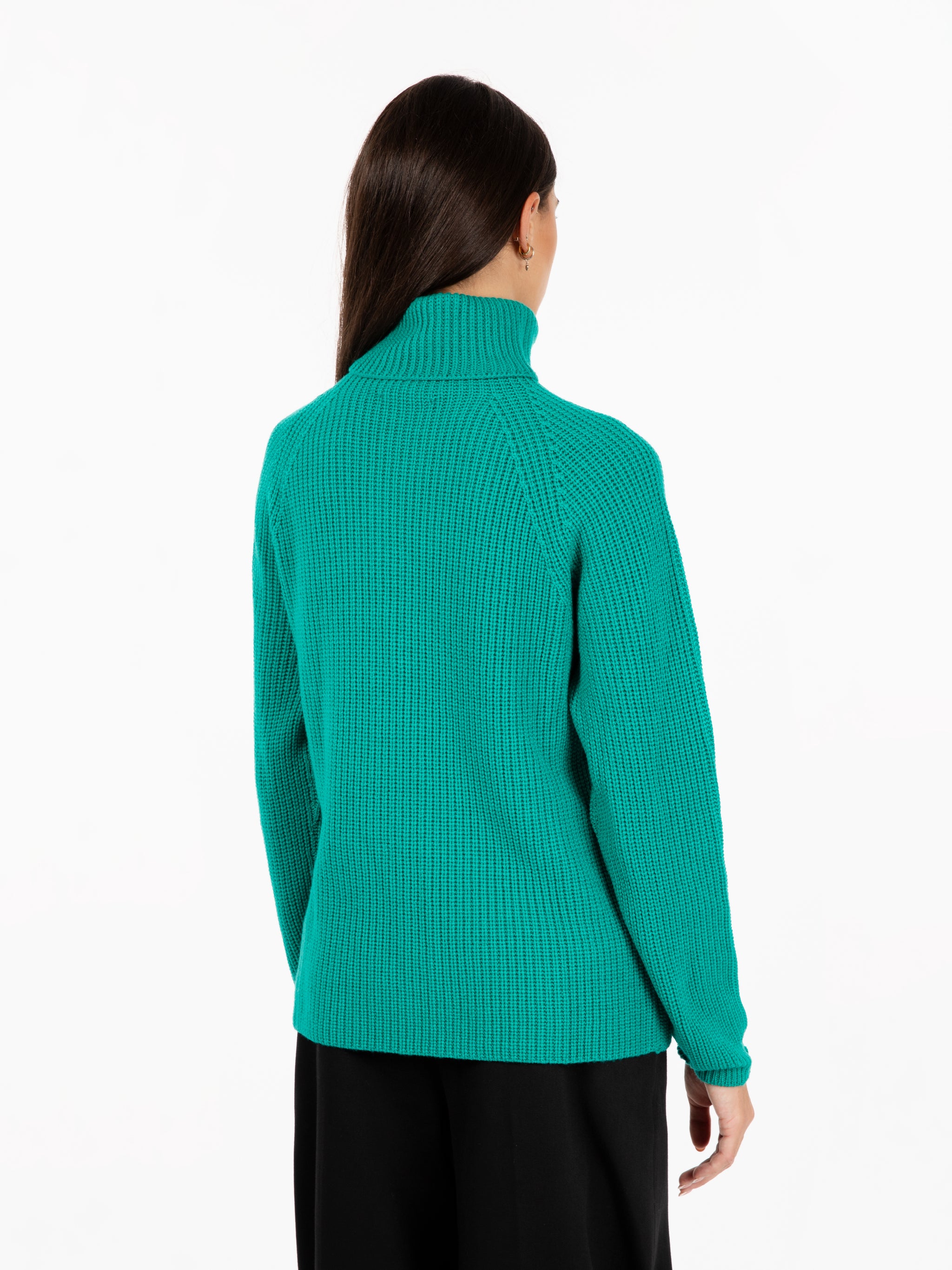 Green wool turtleneck sweater