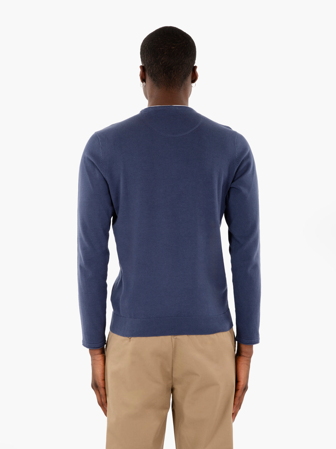 Maglia doppio collo blu denim