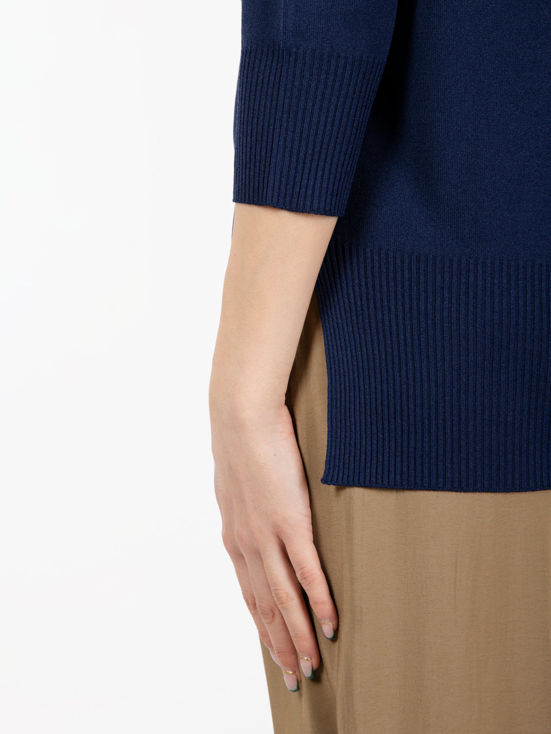Blue asymmetric bottom sweater