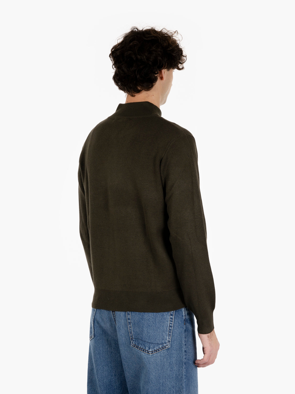 Maglia full zip misto lana forest