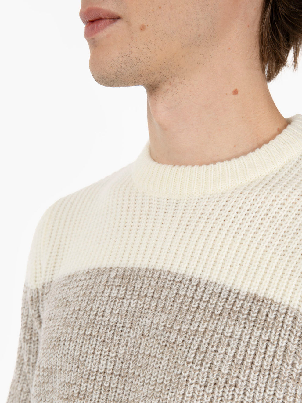 Crew neck sweater in English rib rope