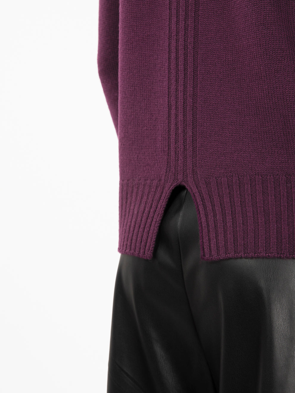 Plum back slit crew neck sweater
