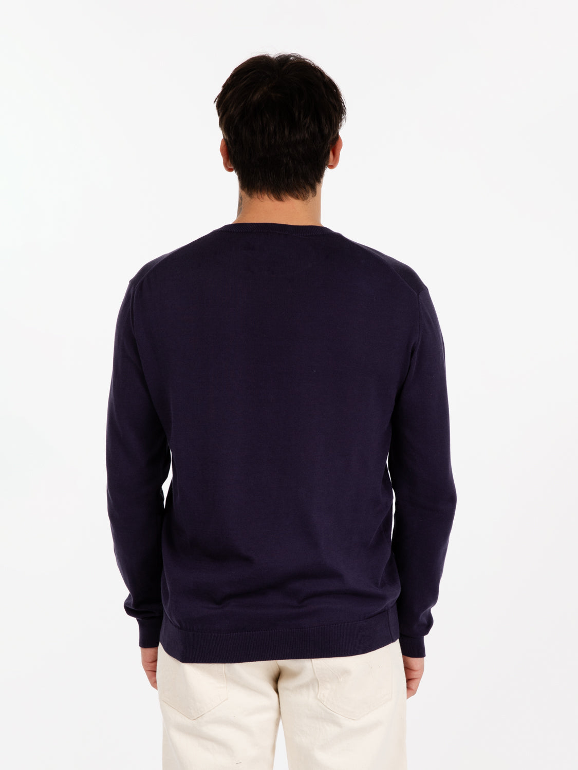 Maglia girocollo cotone blu