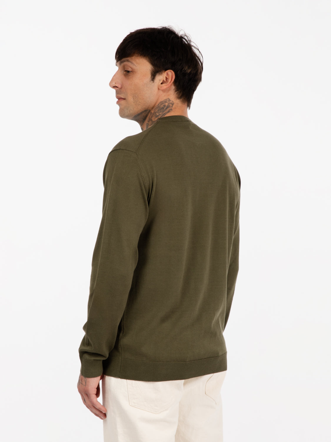 Maglia girocollo cotone verde