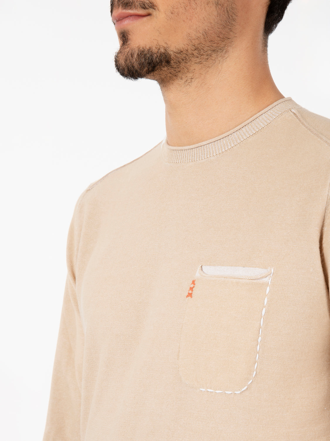 Maglia girocollo in cotone vanisè beige