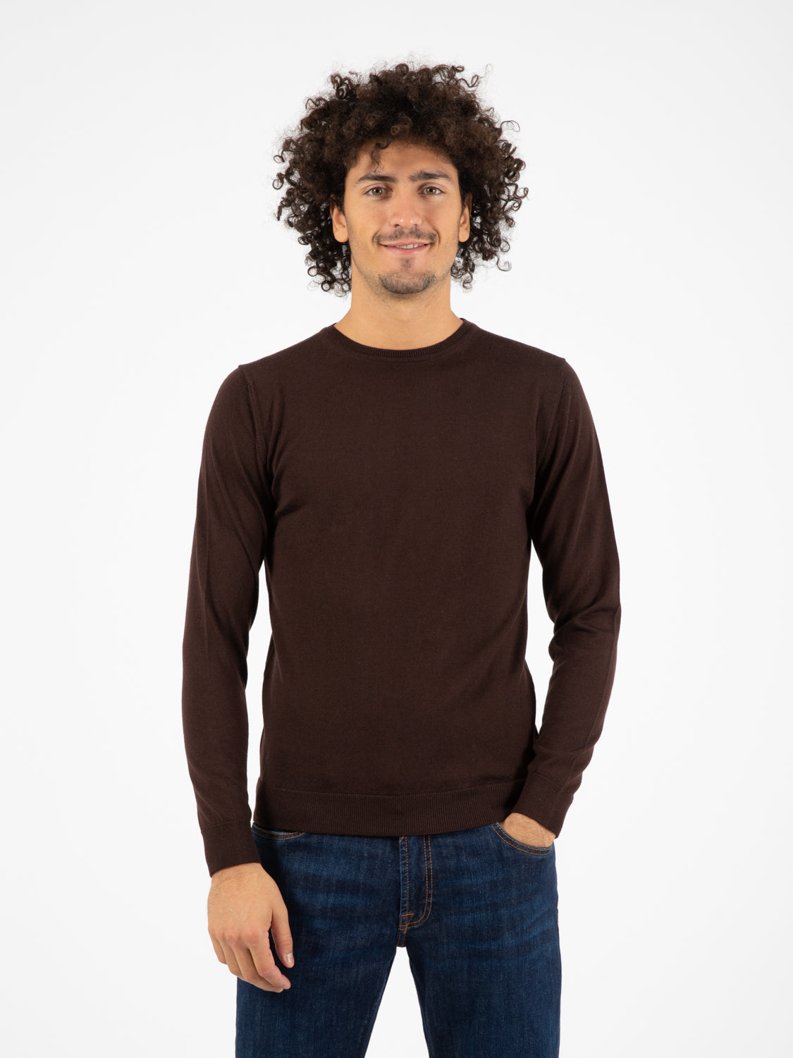 Maglia girocollo lana merino moro