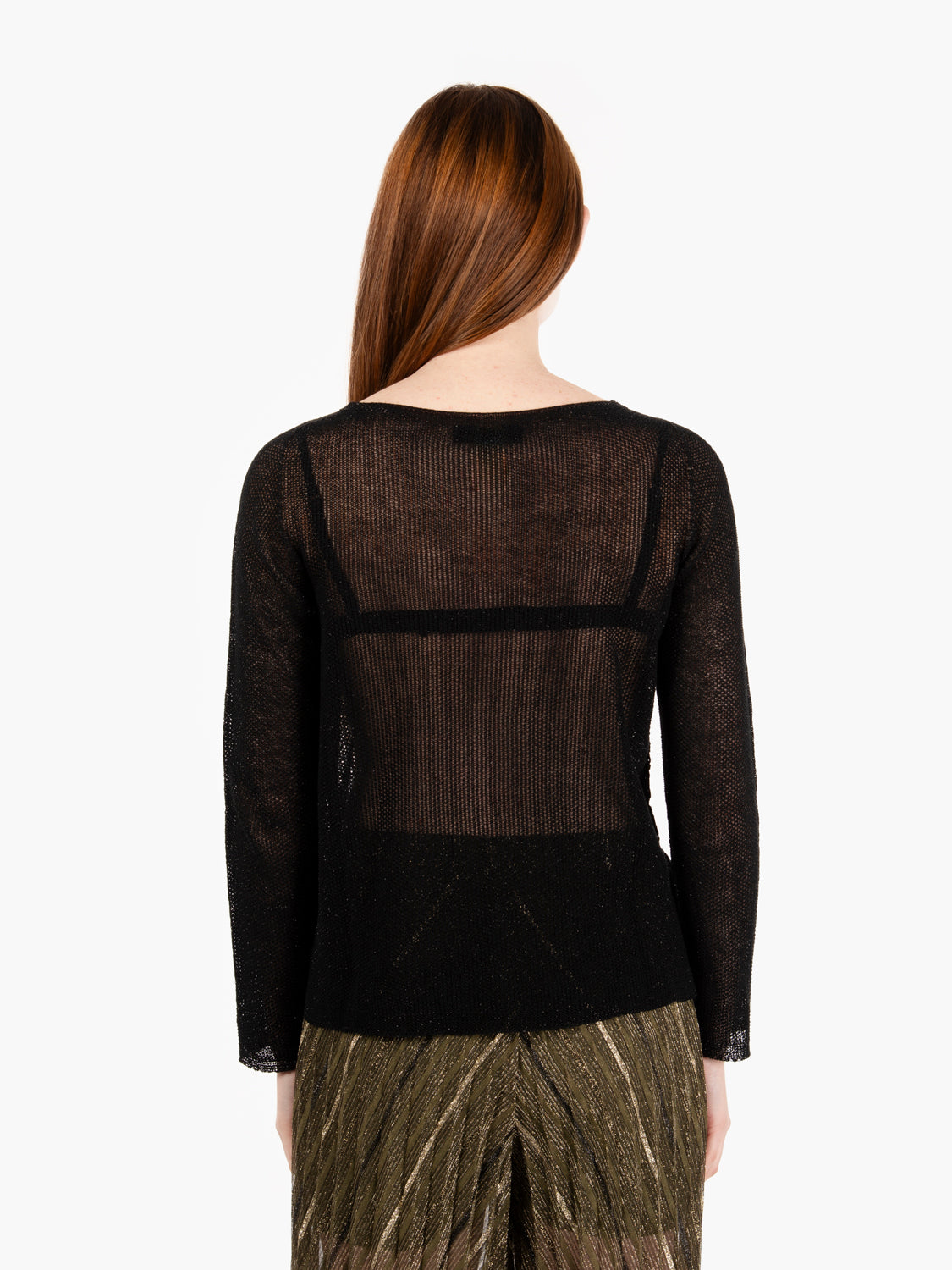Maglia girocollo punto riso nero