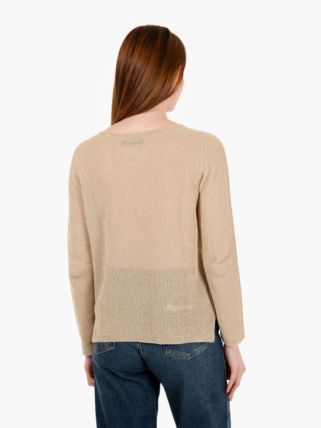 Gold rice stitch crewneck sweater