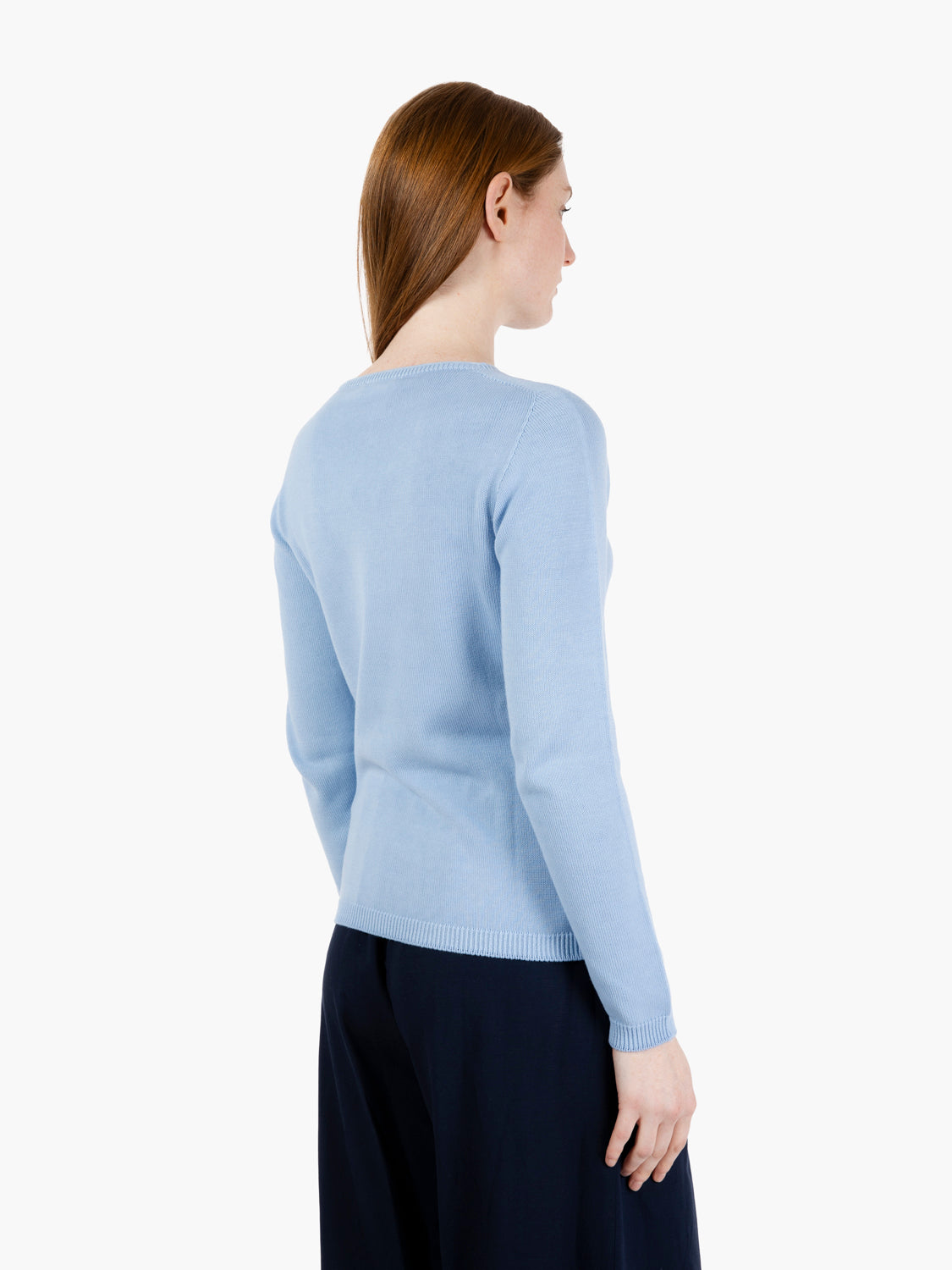Maglia in cotone girocollo azzurro