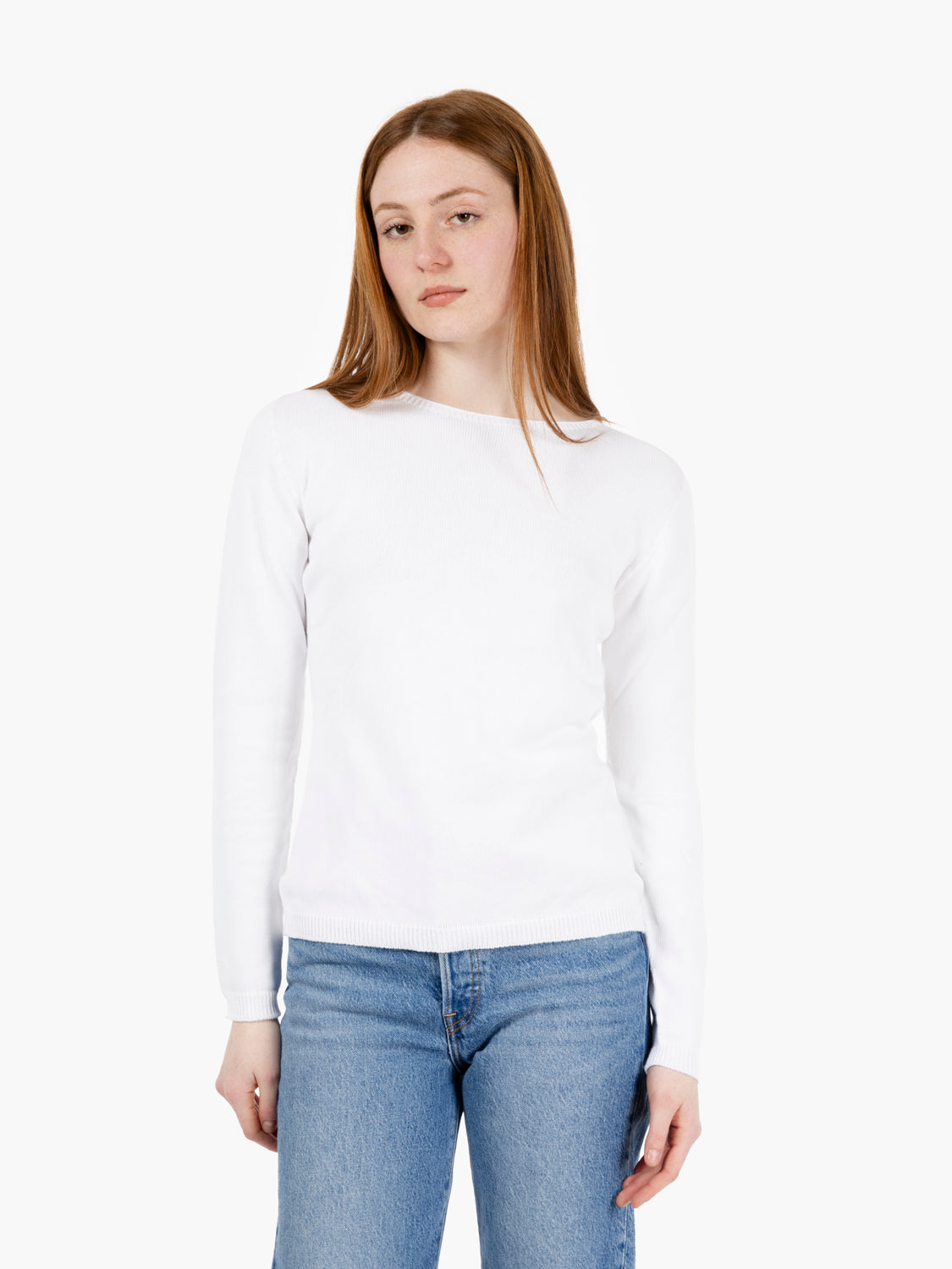 Maglia in cotone girocollo bianco