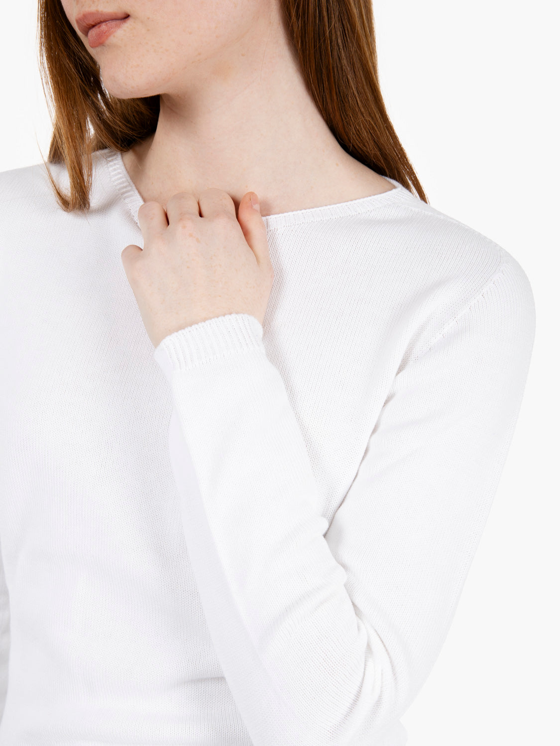Maglia in cotone girocollo bianco