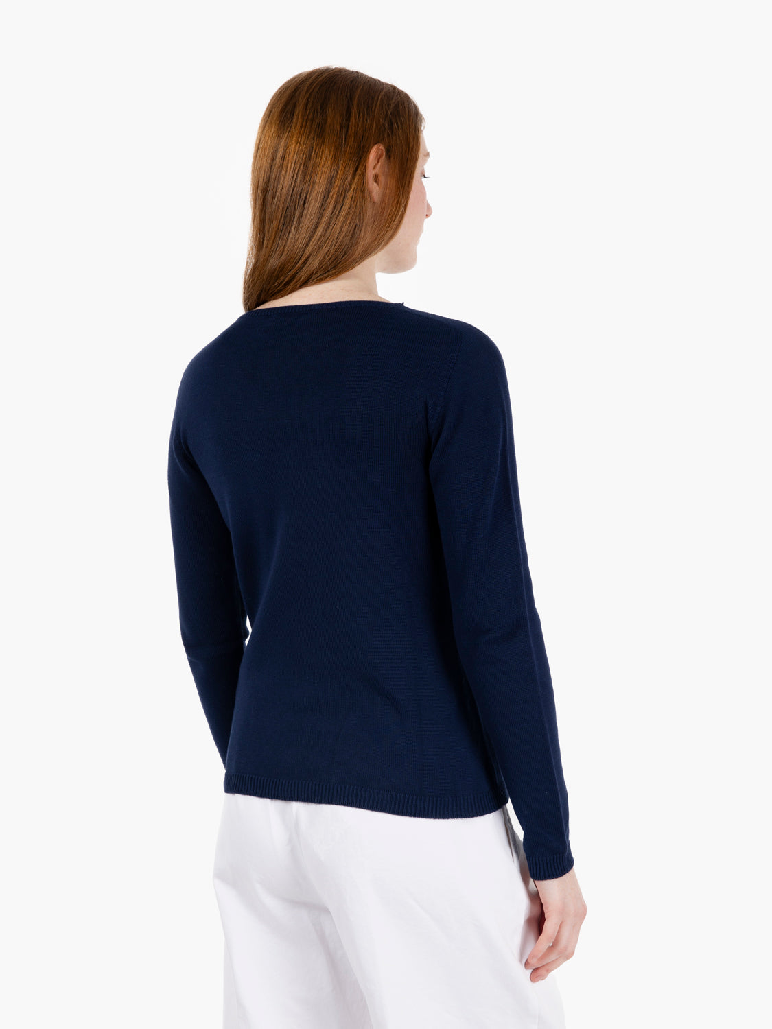 Maglia in cotone girocollo blu navy