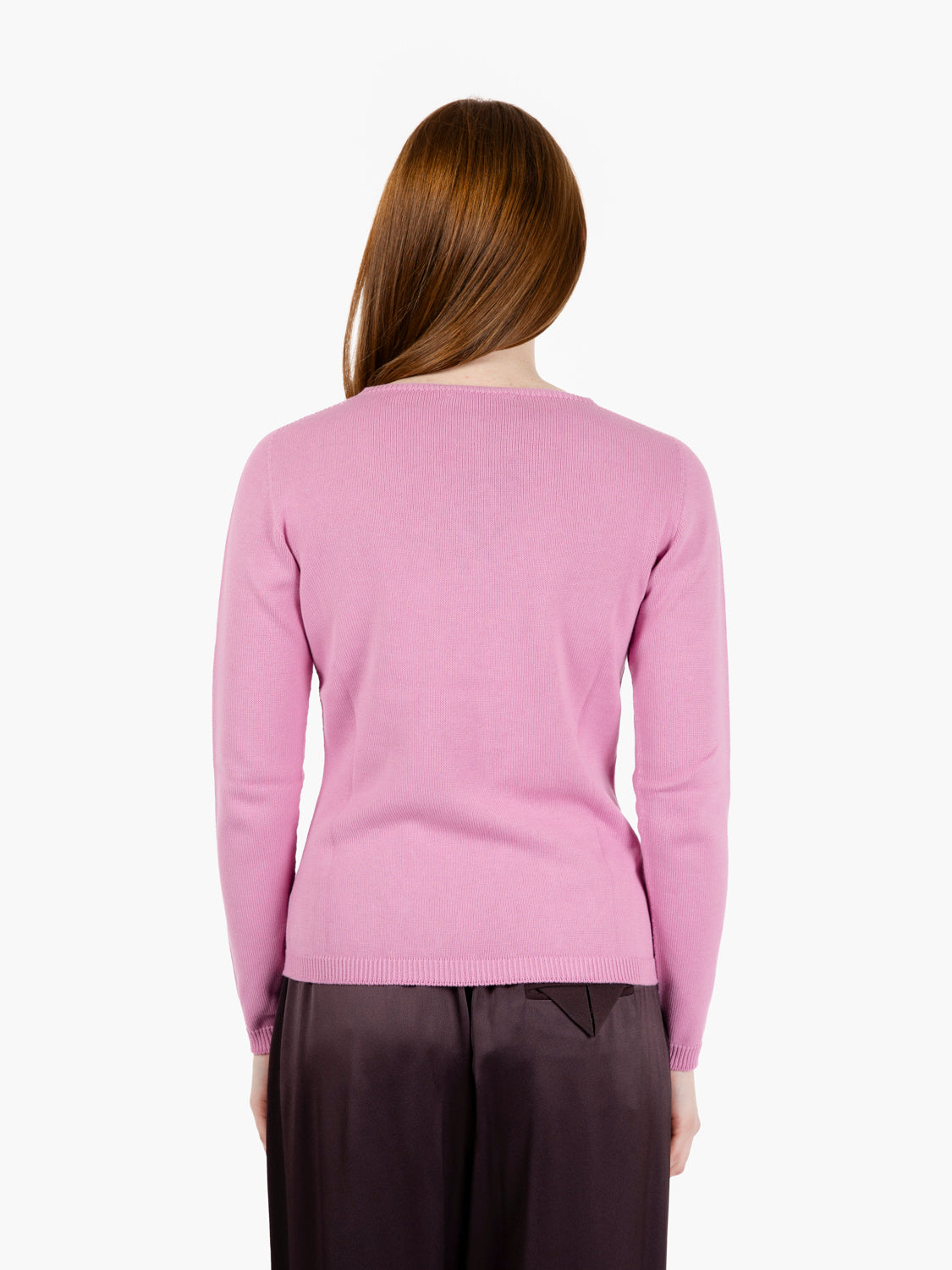 Maglia in cotone girocollo rosa