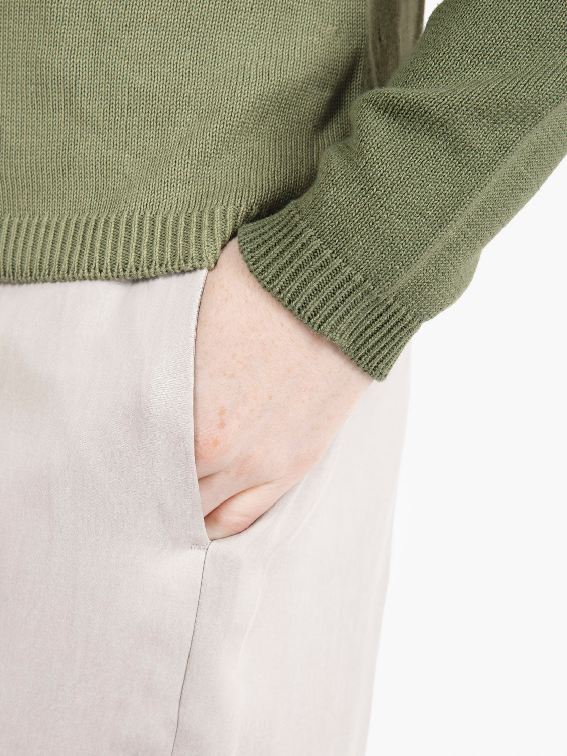 Maglia in cotone girocollo verde militare