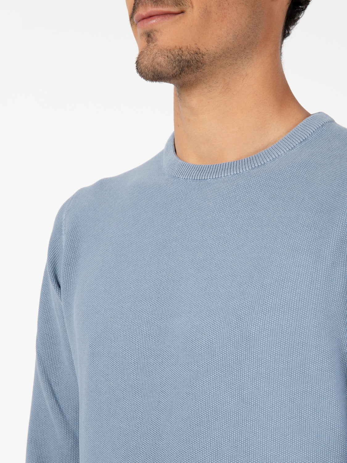 Maglia in cotone lavorato azzurro