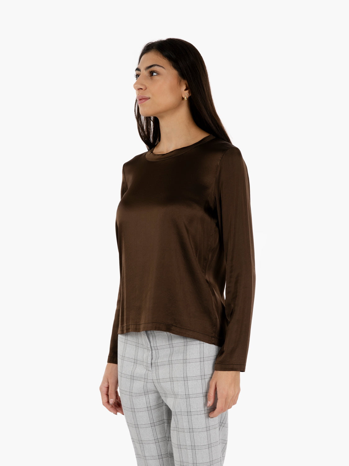 Dark brown satin sweater